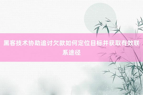 黑客技术协助追讨欠款如何定位目标并获取有效联系途径