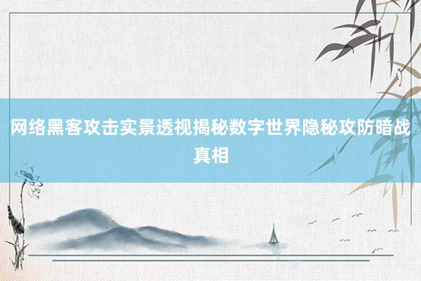网络黑客攻击实景透视揭秘数字世界隐秘攻防暗战真相