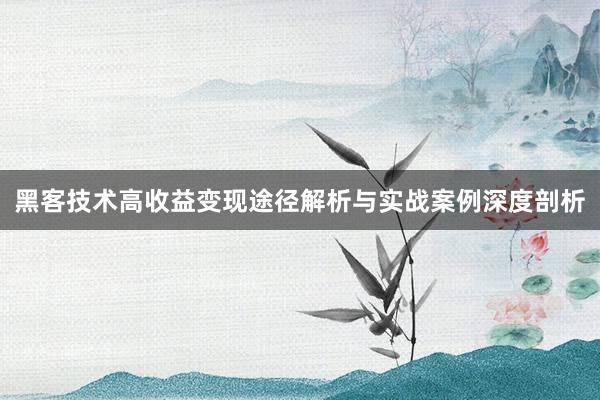黑客技术高收益变现途径解析与实战案例深度剖析